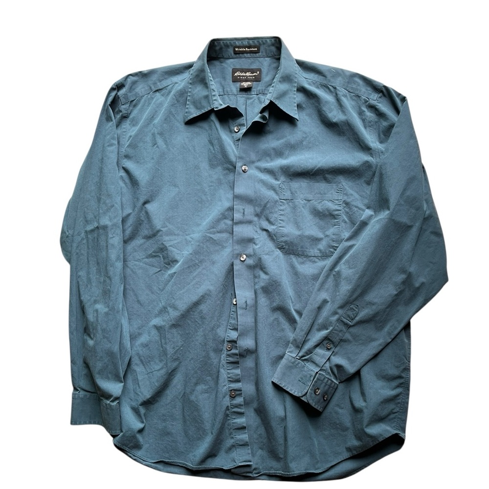 Eddie Bauer Men's Slate Gray Blue Button Down Shirt - Picture 2 of 6